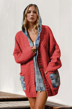 Load image into Gallery viewer, Hulett Hooded Denim Spliced Sweater Cardigan
