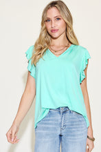 Load image into Gallery viewer, Miley Notched Ruffled Sleeve T-Shirt
