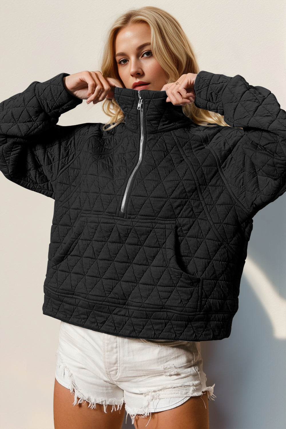 Lilly Half Zip Quilted Sweatshirt