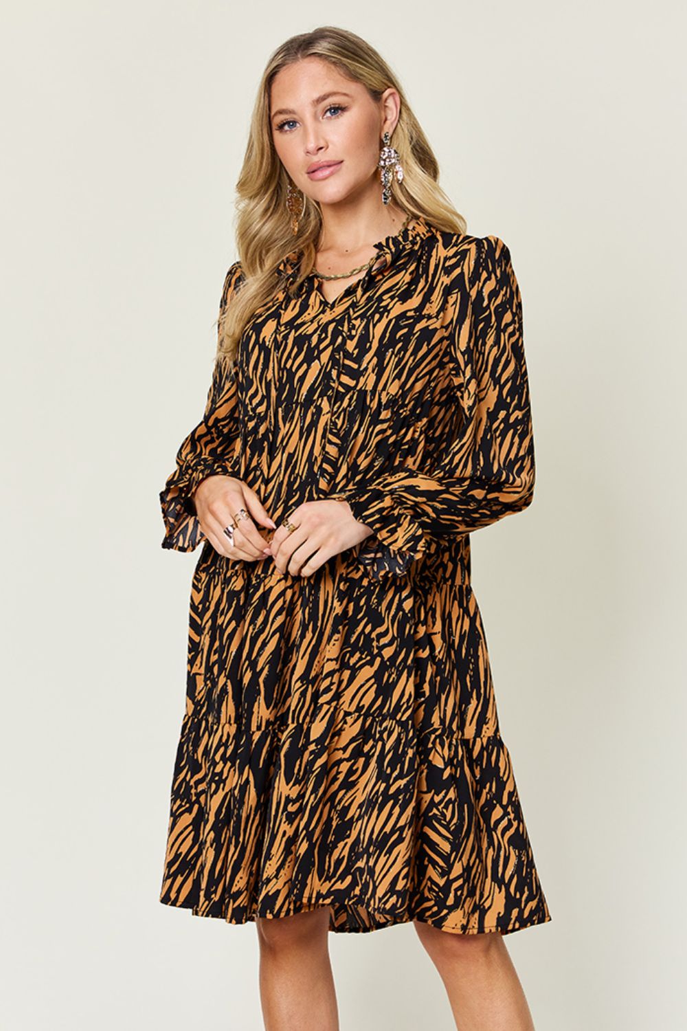 Alden Ruffle Hem Long Sleeve Dress