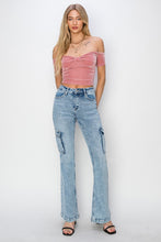 Load image into Gallery viewer, RISEN High Rise Cargo Flare Jeans
