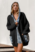 Load image into Gallery viewer, Hulett Hooded Denim Spliced Sweater Cardigan
