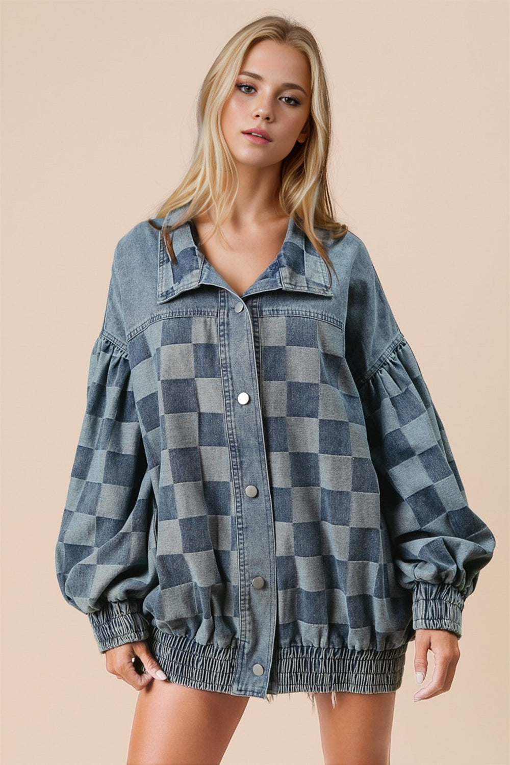 Bozrah Checkered Denim Jacket
