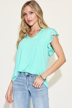 Load image into Gallery viewer, Miley Notched Ruffled Sleeve T-Shirt
