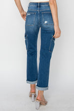 Load image into Gallery viewer, RISEN High Rise Cargo Ankle Roll Up Straight Jeans
