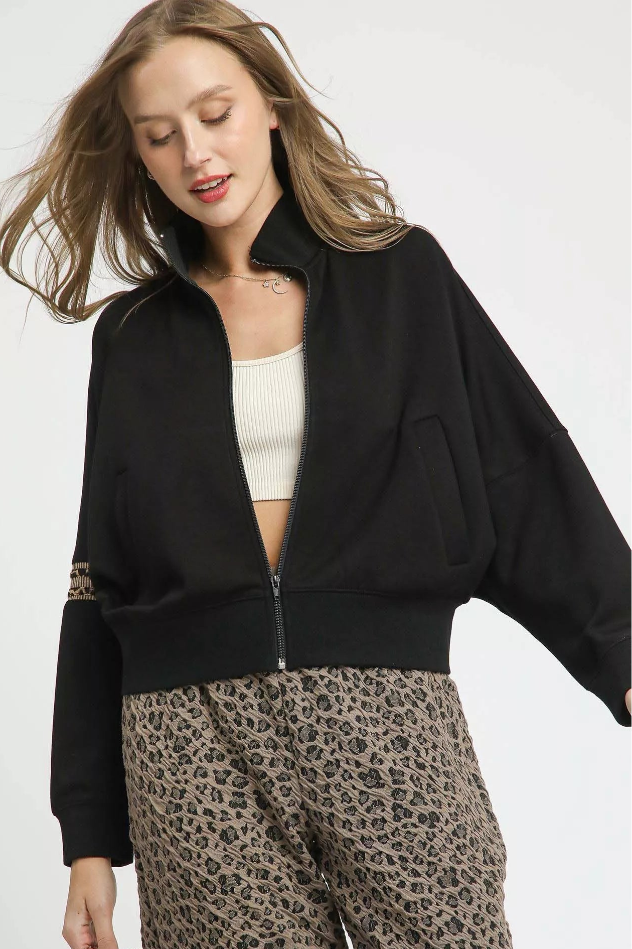 Jordan Zippered Cropped Jacket