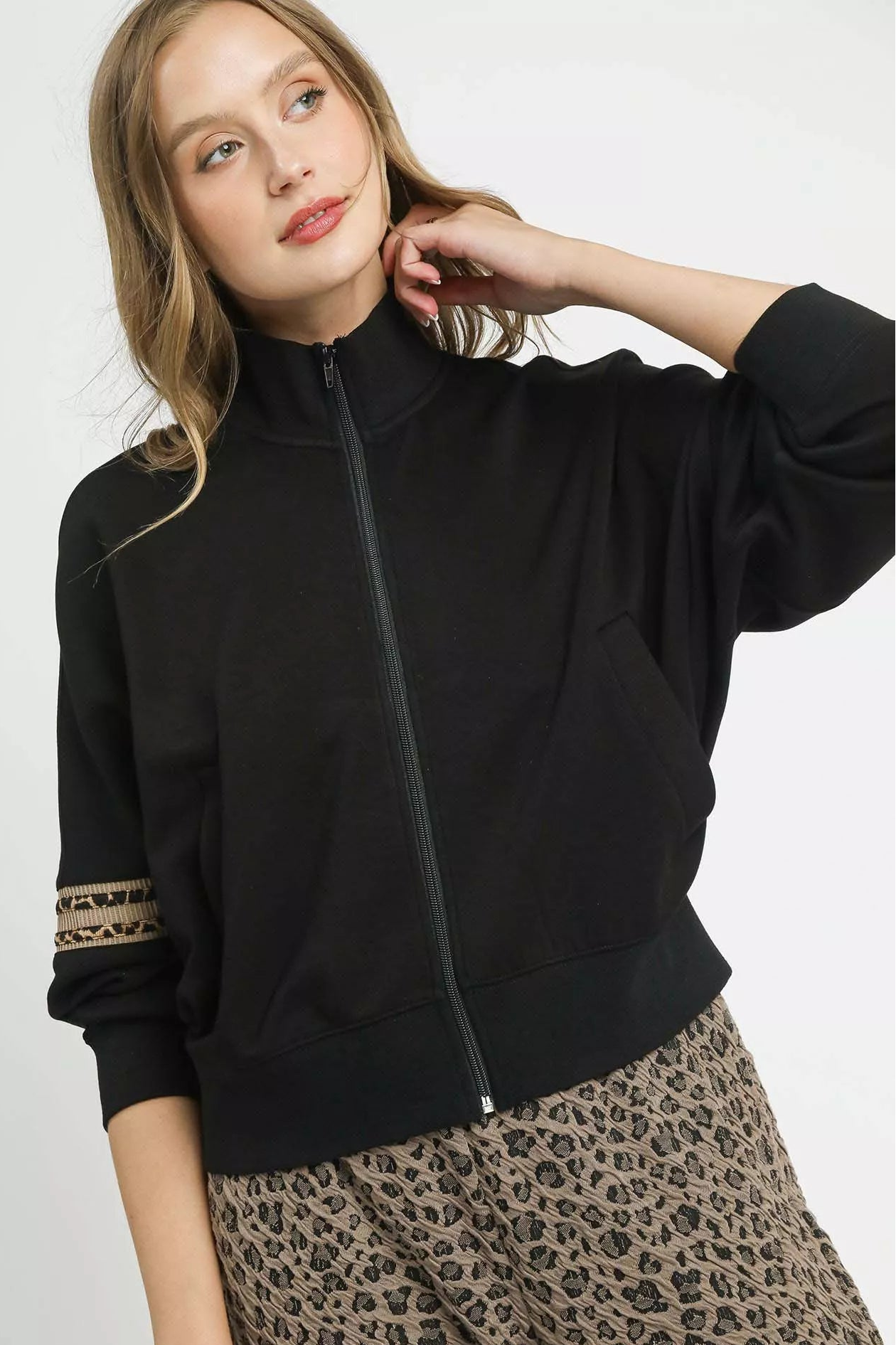 Jordan Zippered Cropped Jacket