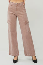 Load image into Gallery viewer, RISEN High Rise Wide Leg Cargo Jeans
