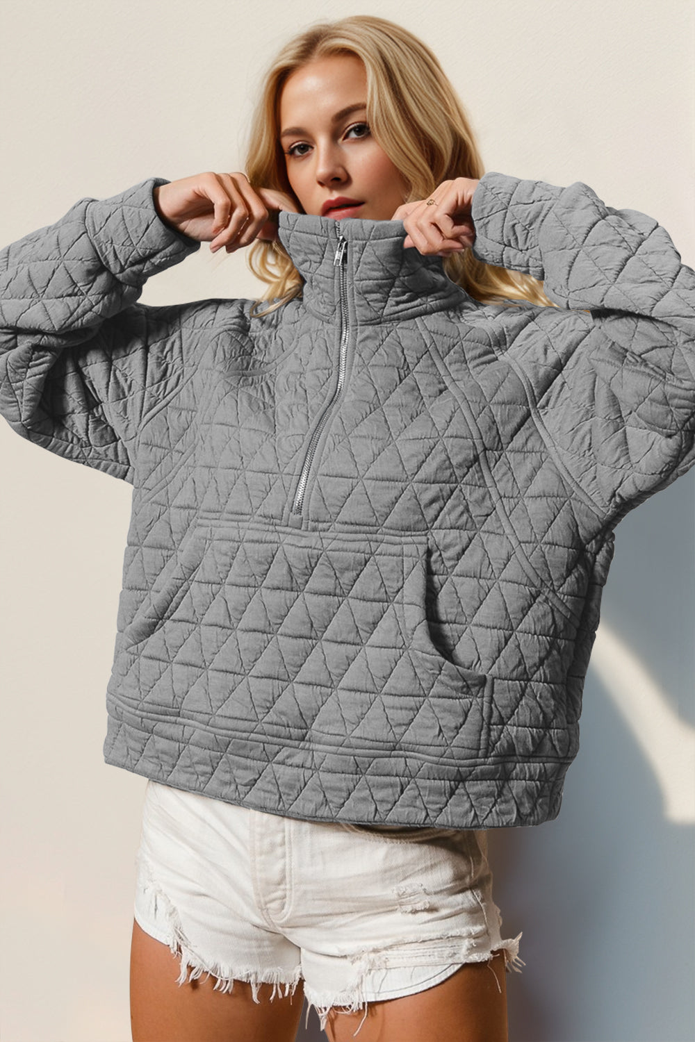Lilly Half Zip Quilted Sweatshirt