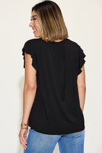 Load image into Gallery viewer, Miley Notched Ruffled Sleeve T-Shirt
