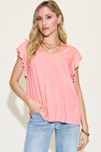 Load image into Gallery viewer, Miley Notched Ruffled Sleeve T-Shirt
