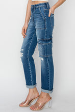 Load image into Gallery viewer, RISEN High Rise Cargo Ankle Roll Up Straight Jeans
