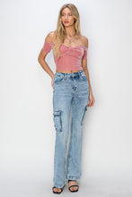 Load image into Gallery viewer, RISEN High Rise Cargo Flare Jeans
