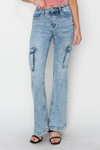 Load image into Gallery viewer, RISEN High Rise Cargo Flare Jeans
