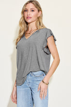 Load image into Gallery viewer, Miley Notched Ruffled Sleeve T-Shirt
