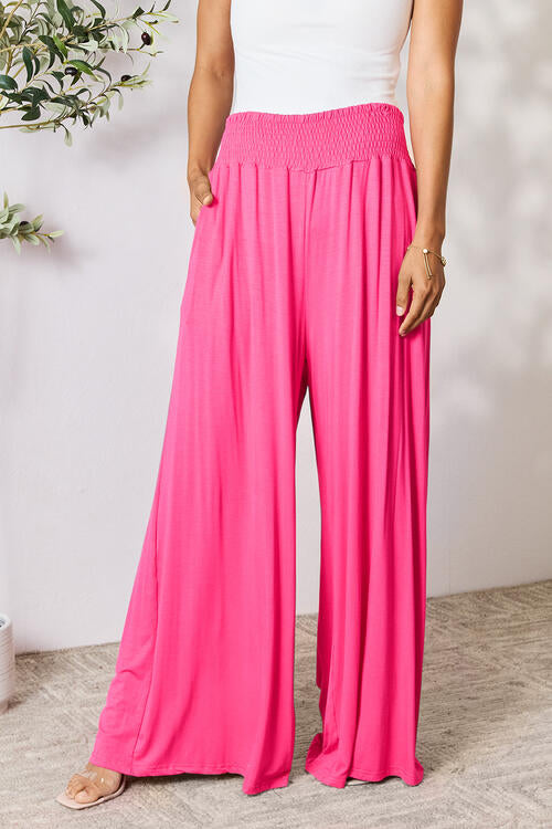 Gillian Smocked Wide Waistband Wide Leg Pants