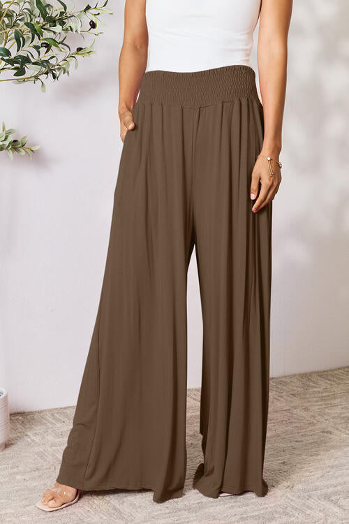 Gillian Smocked Wide Waistband Wide Leg Pants