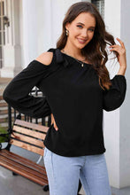 Load image into Gallery viewer, Laila Tied Asymmetrical Cold-Shoulder Blouse
