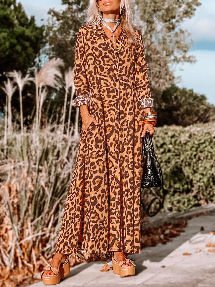 Altadena Leopard Buttoned Maxi Dress