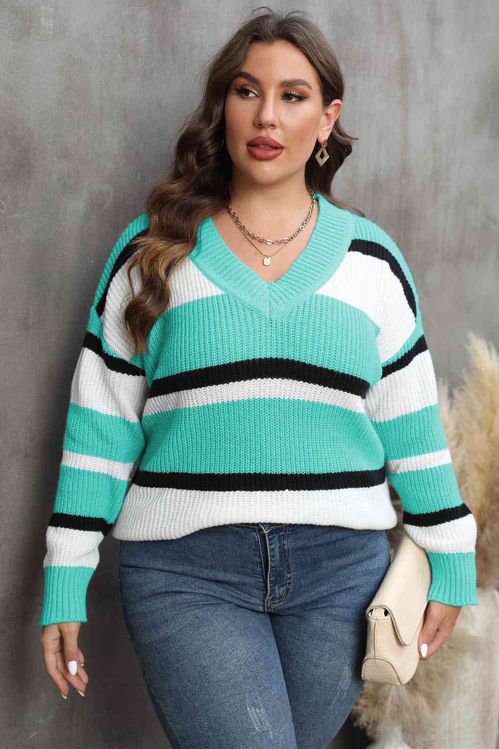 Darien Striped V-Neck Sweater