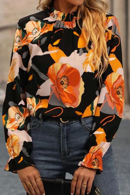 Granby Floral Mock Neck Blouse