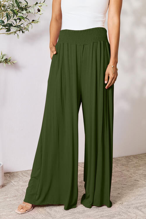 Gillian Smocked Wide Waistband Wide Leg Pants