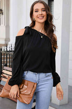 Load image into Gallery viewer, Laila Tied Asymmetrical Cold-Shoulder Blouse
