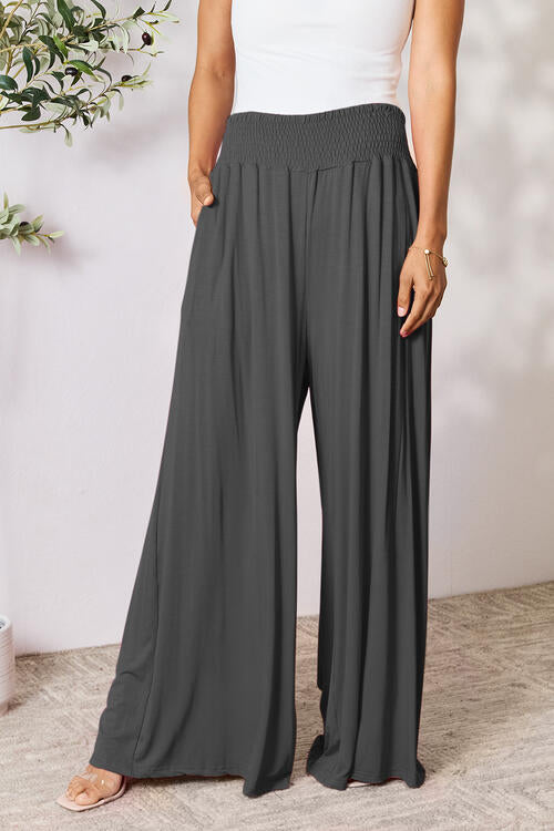 Gillian Smocked Wide Waistband Wide Leg Pants
