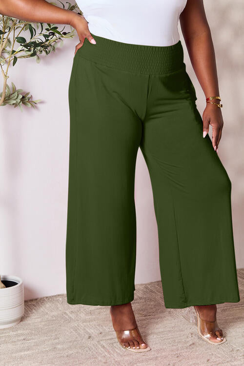 Gillian Smocked Wide Waistband Wide Leg Pants
