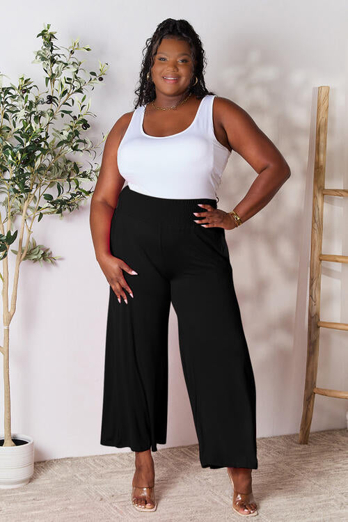 Gillian Smocked Wide Waistband Wide Leg Pants