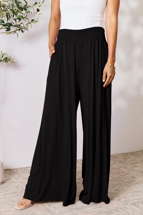 Gillian Smocked Wide Waistband Wide Leg Pants