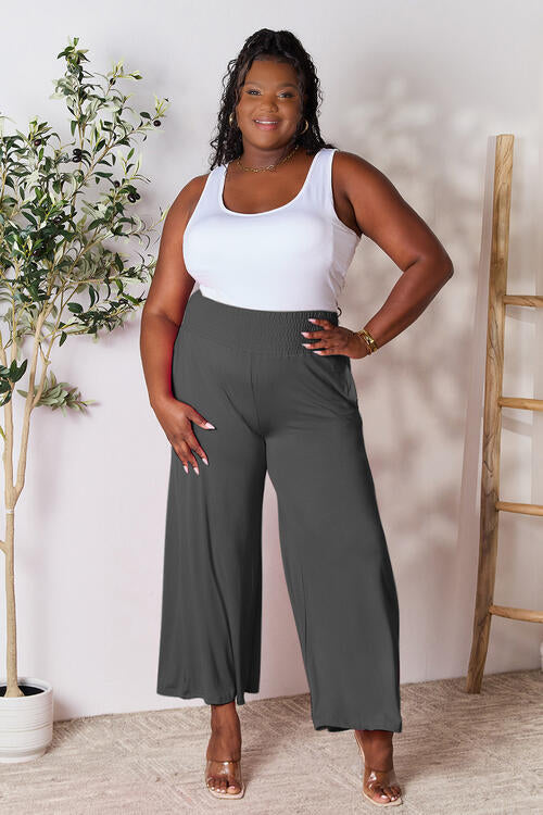 Gillian Smocked Wide Waistband Wide Leg Pants