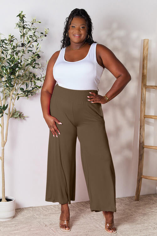 Gillian Smocked Wide Waistband Wide Leg Pants