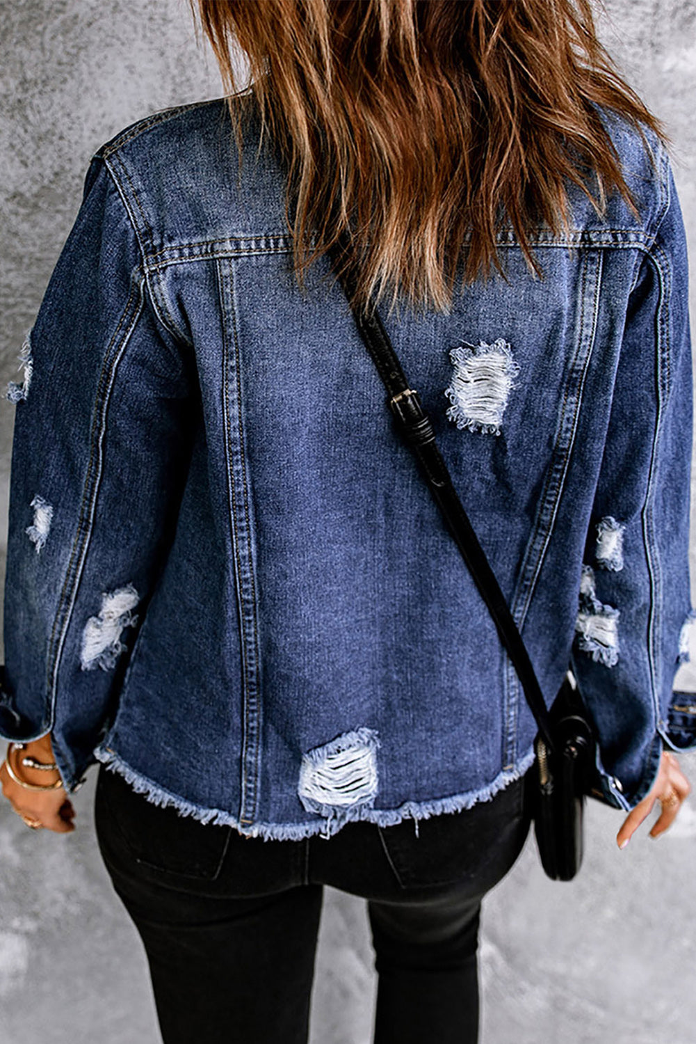 August Mixed Print Distressed Denim Jacket