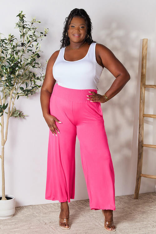 Gillian Smocked Wide Waistband Wide Leg Pants