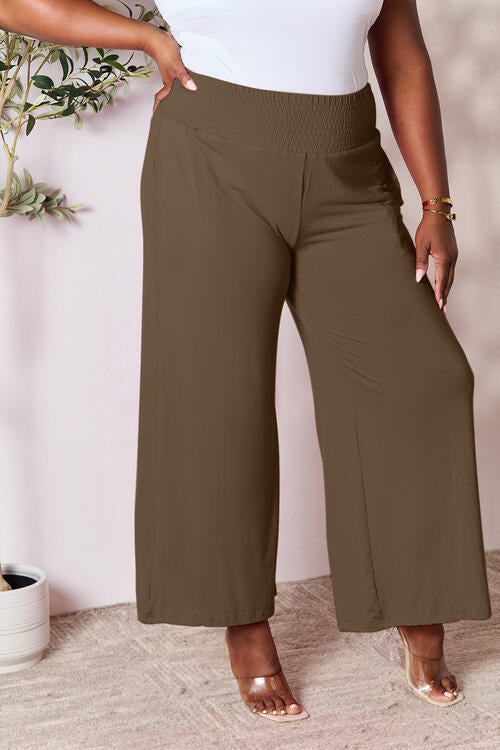 Gillian Smocked Wide Waistband Wide Leg Pants