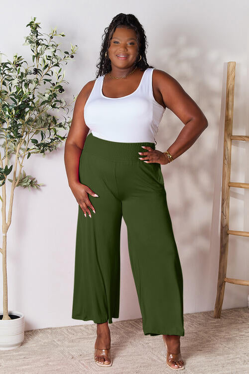 Gillian Smocked Wide Waistband Wide Leg Pants