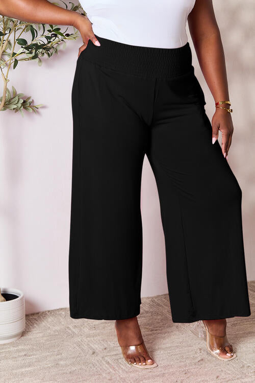 Gillian Smocked Wide Waistband Wide Leg Pants